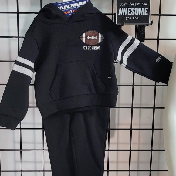 Skechers Boys' 2-Piece Hoodie and Pants Set - Black Football Graphic -18 and 24M - Picture 5 of 16